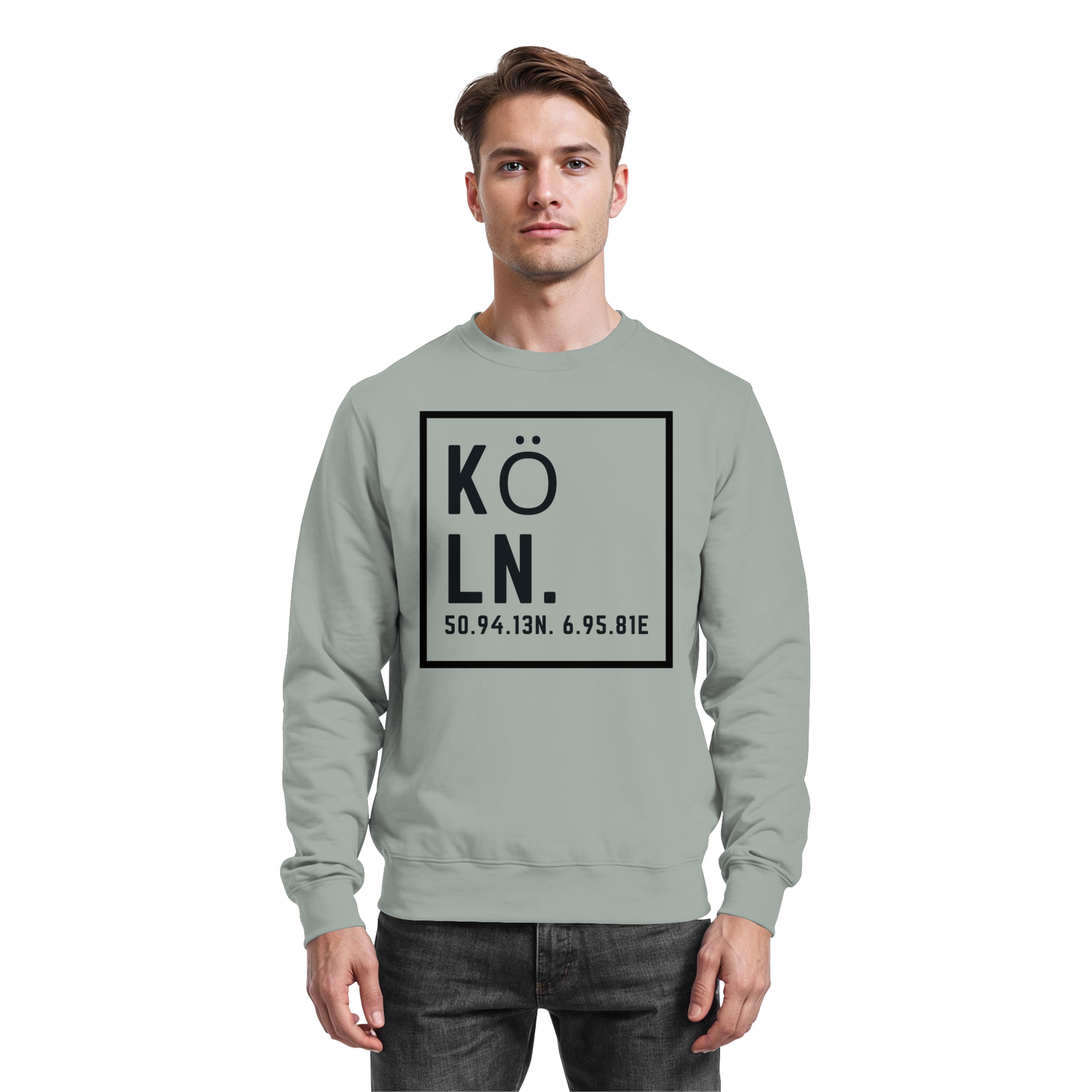 Köln Koordinaten (großer Druck auf der Brust) - Basic Sweatshirt