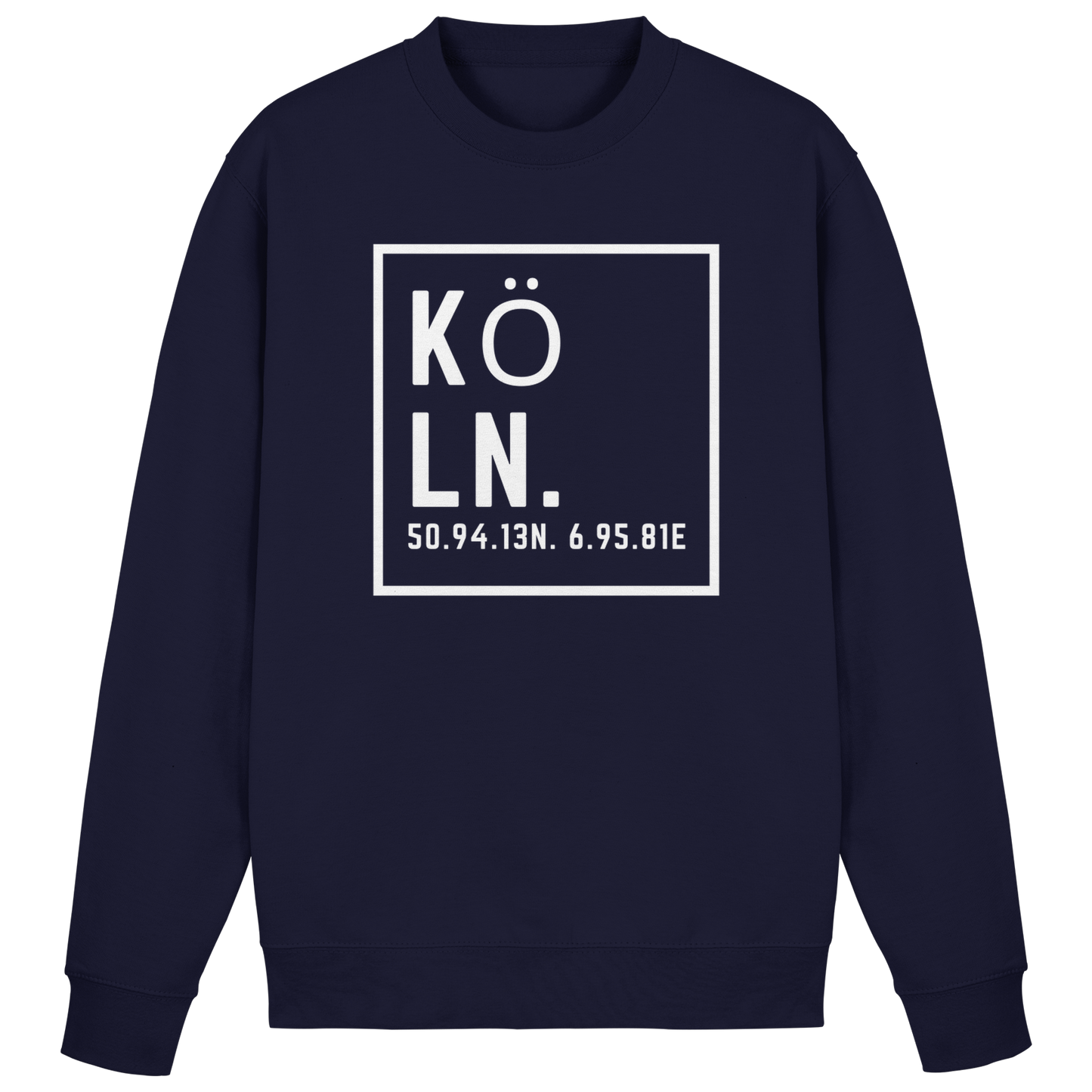 Köln Koordinaten (großer Druck auf der Brust) - Basic Sweatshirt