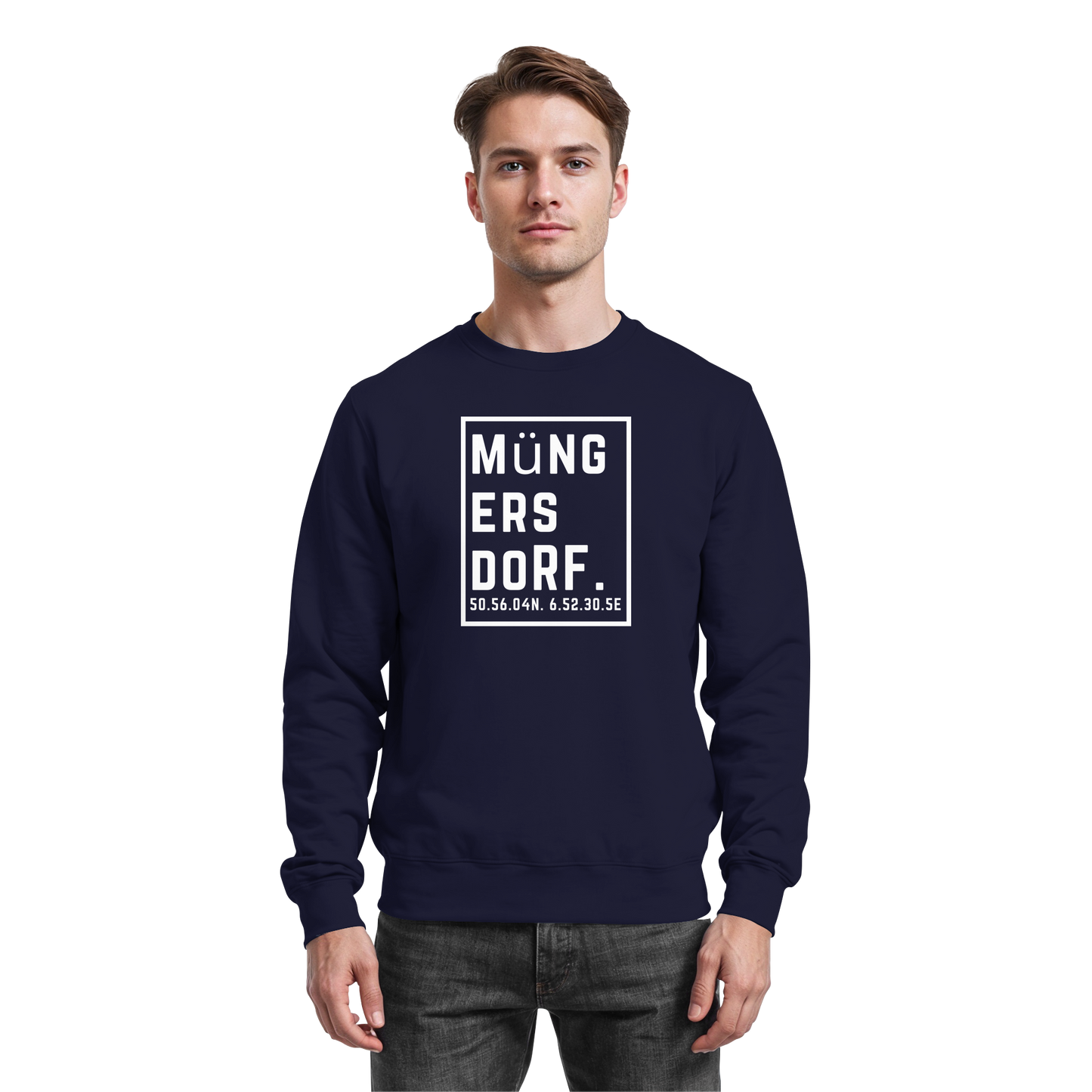 Müngersdorf Koordinaten (großer Druck auf der Brust) - Basic Sweatshirt