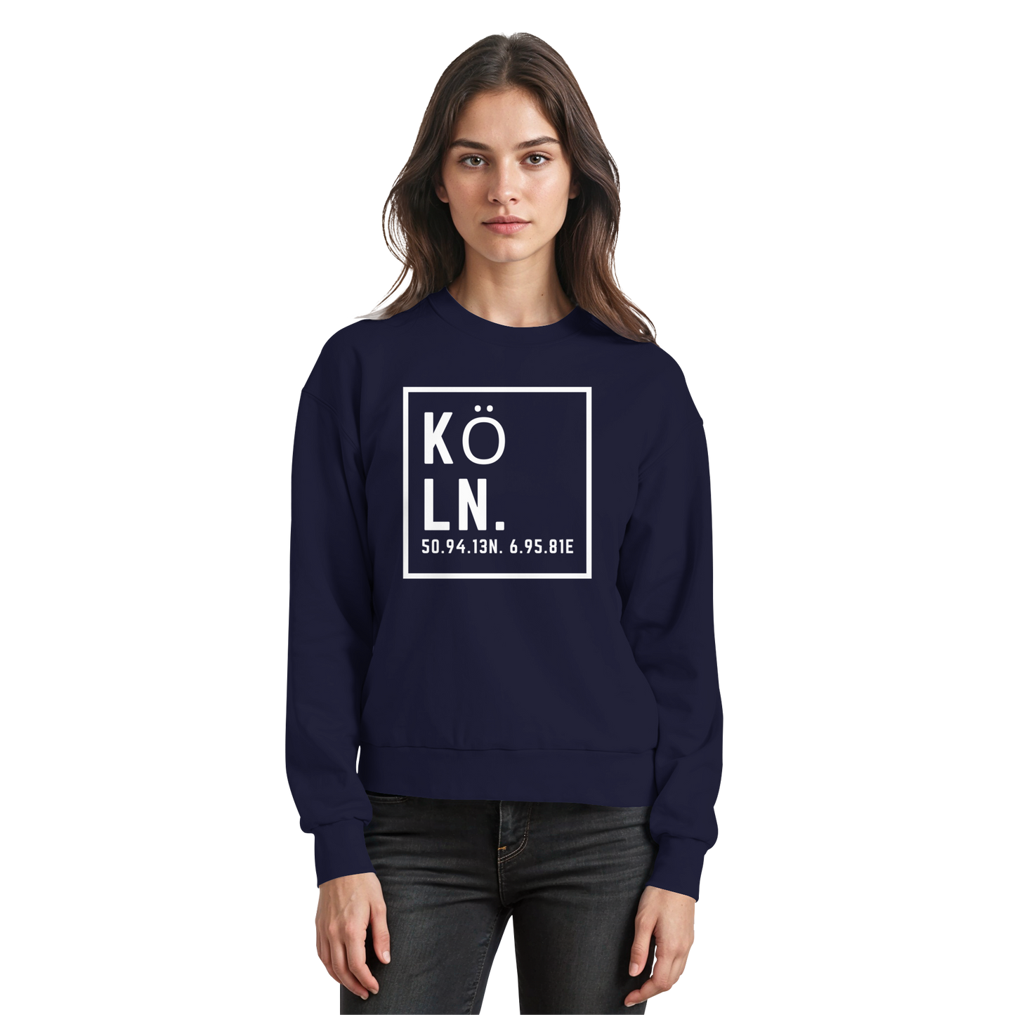 Köln Koordinaten (großer Druck auf der Brust) - Basic Sweatshirt