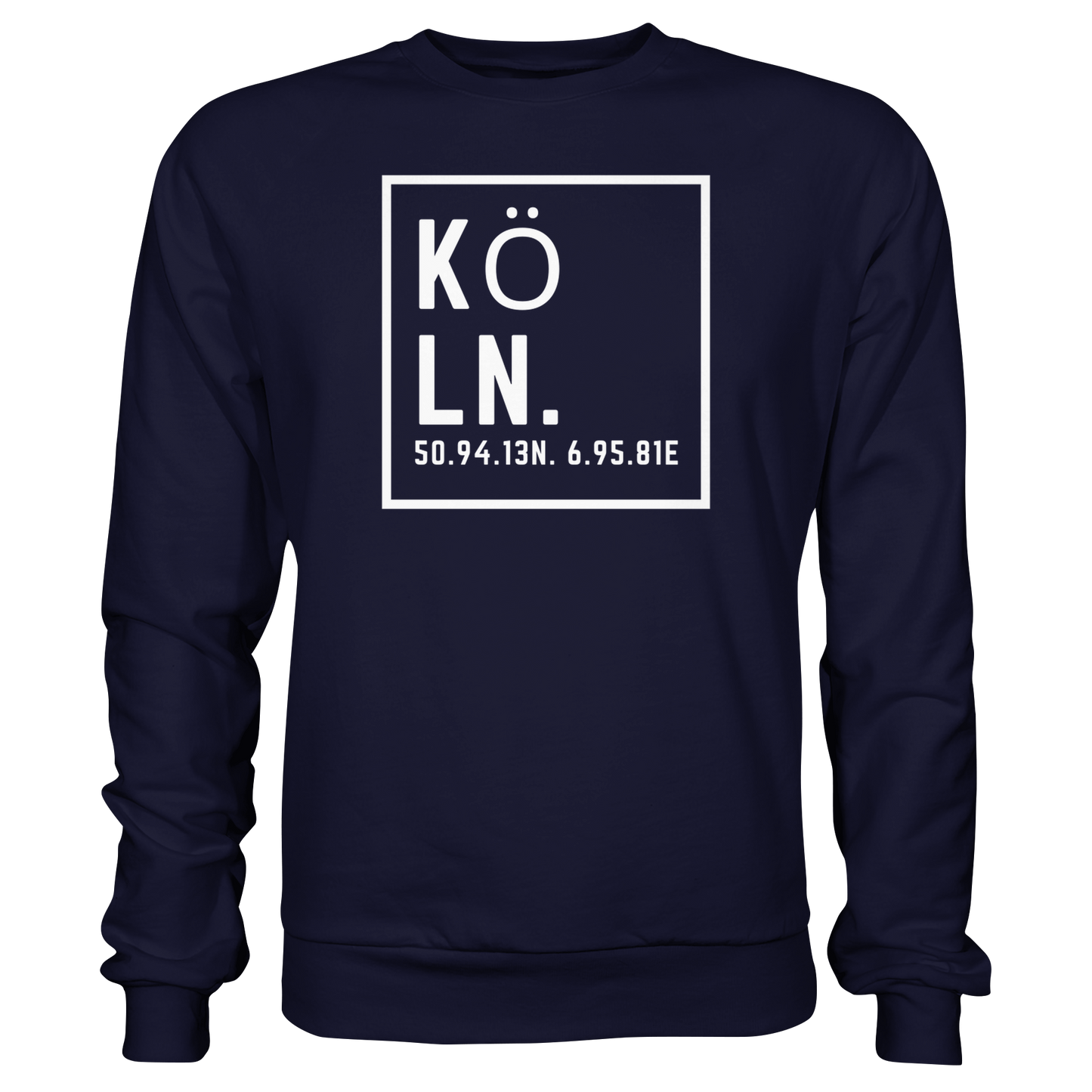 Köln Koordinaten (großer Druck auf der Brust) - Basic Sweatshirt