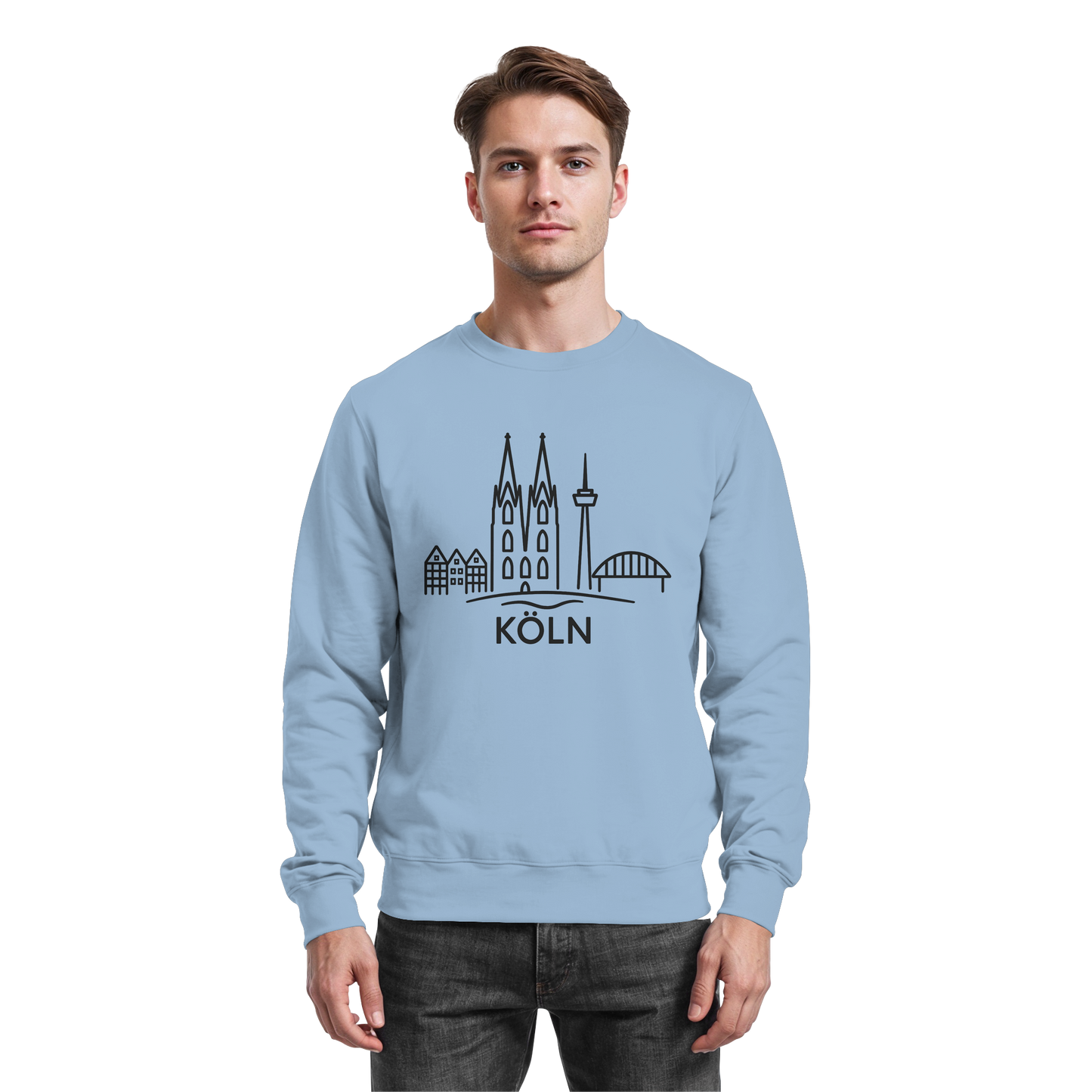 Köln Skyline (großer Druck auf der Brust) - Basic Sweatshirt