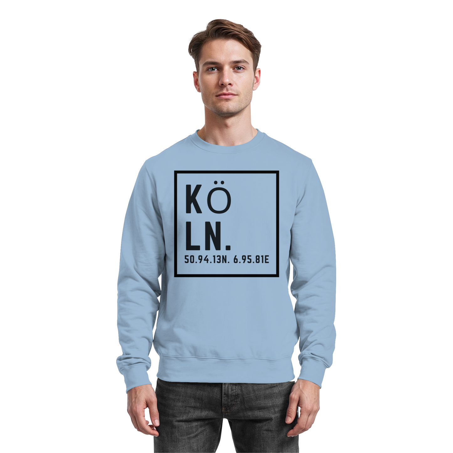 Köln Koordinaten (großer Druck auf der Brust) - Basic Sweatshirt
