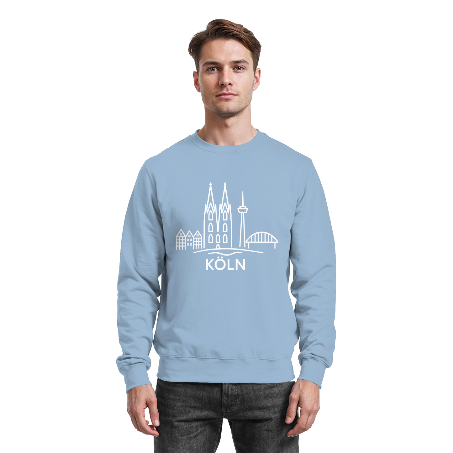 Köln Skyline (großer Druck auf der Brust) - Basic Sweatshirt