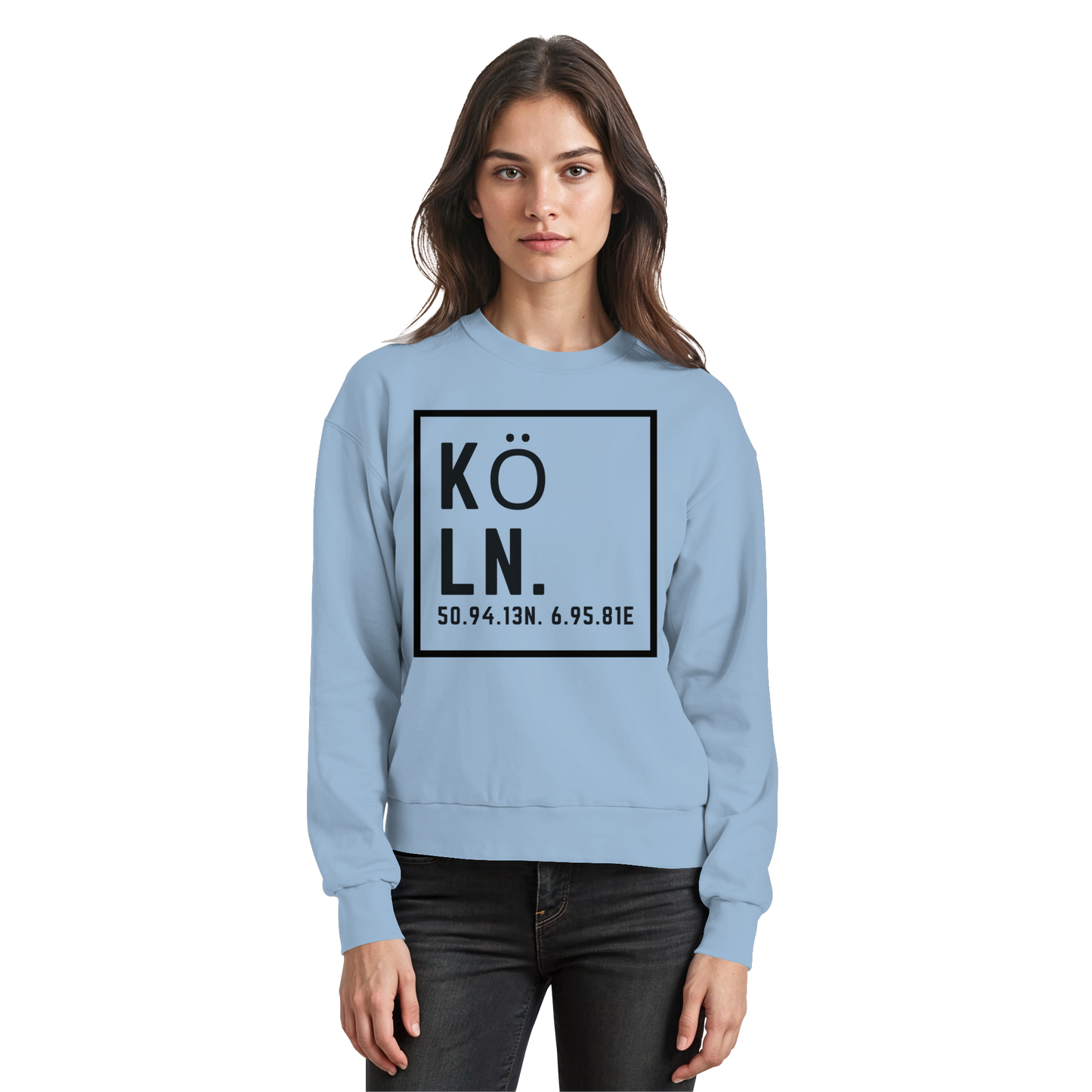 Köln Koordinaten (großer Druck auf der Brust) - Basic Sweatshirt
