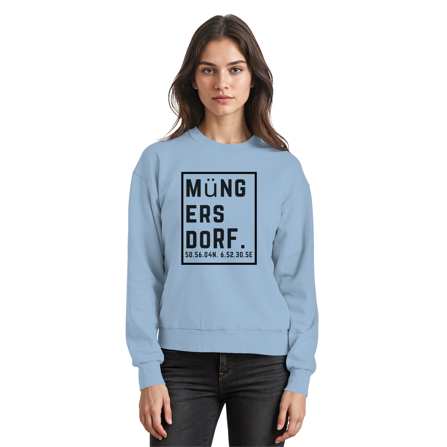 Müngersdorf Koordinaten (großer Druck auf der Brust) - Basic Sweatshirt