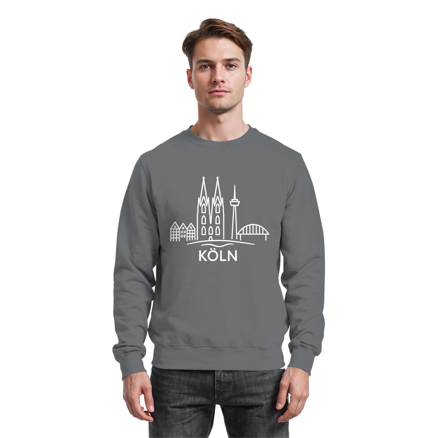 Köln Skyline (großer Druck auf der Brust) - Basic Sweatshirt