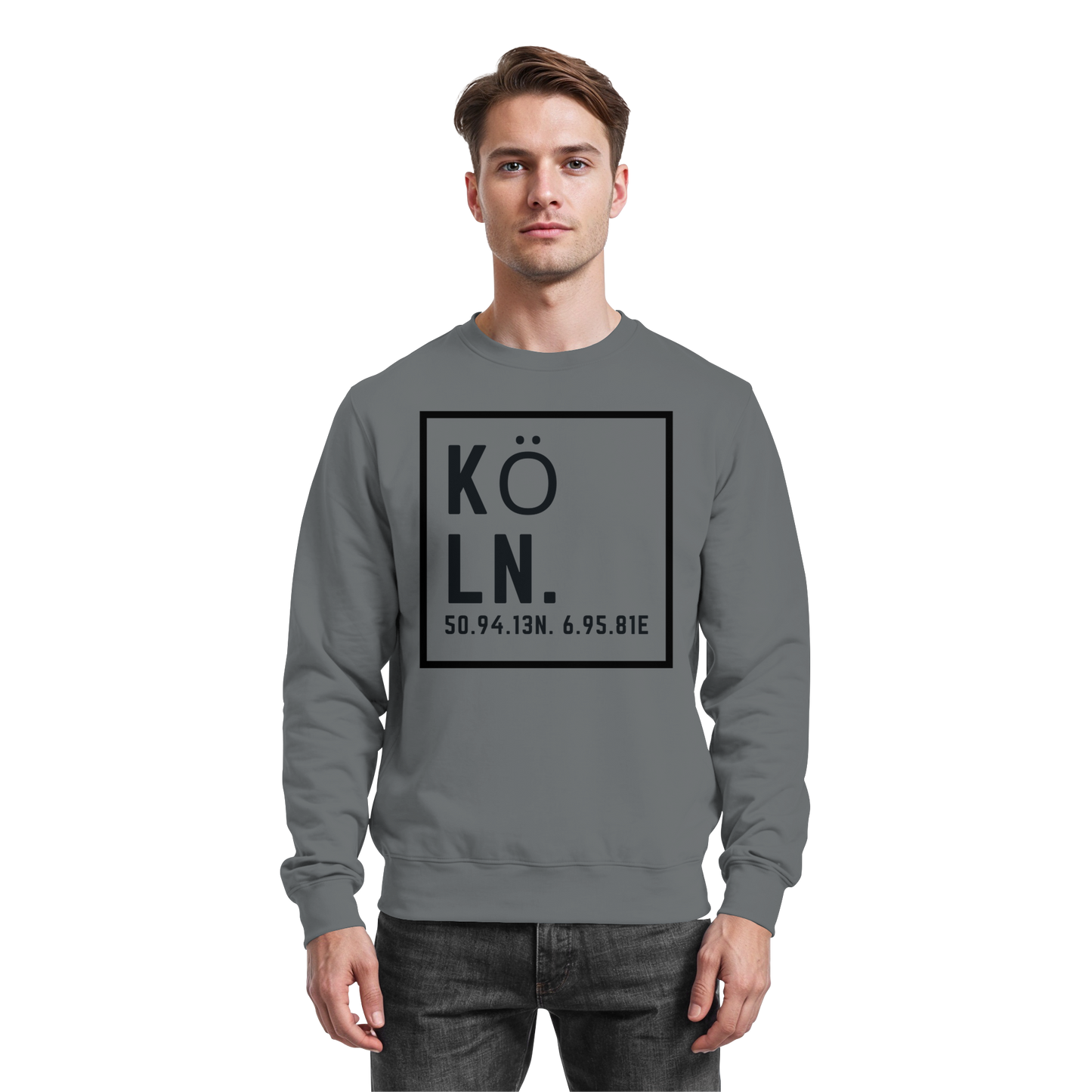 Köln Koordinaten (großer Druck auf der Brust) - Basic Sweatshirt