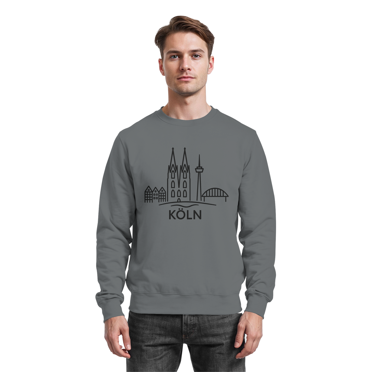 Köln Skyline (großer Druck auf der Brust) - Basic Sweatshirt