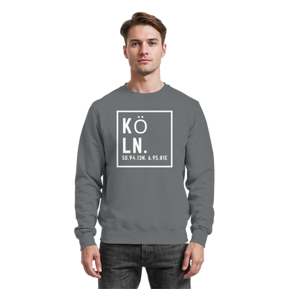 Köln Koordinaten (großer Druck auf der Brust) - Basic Sweatshirt