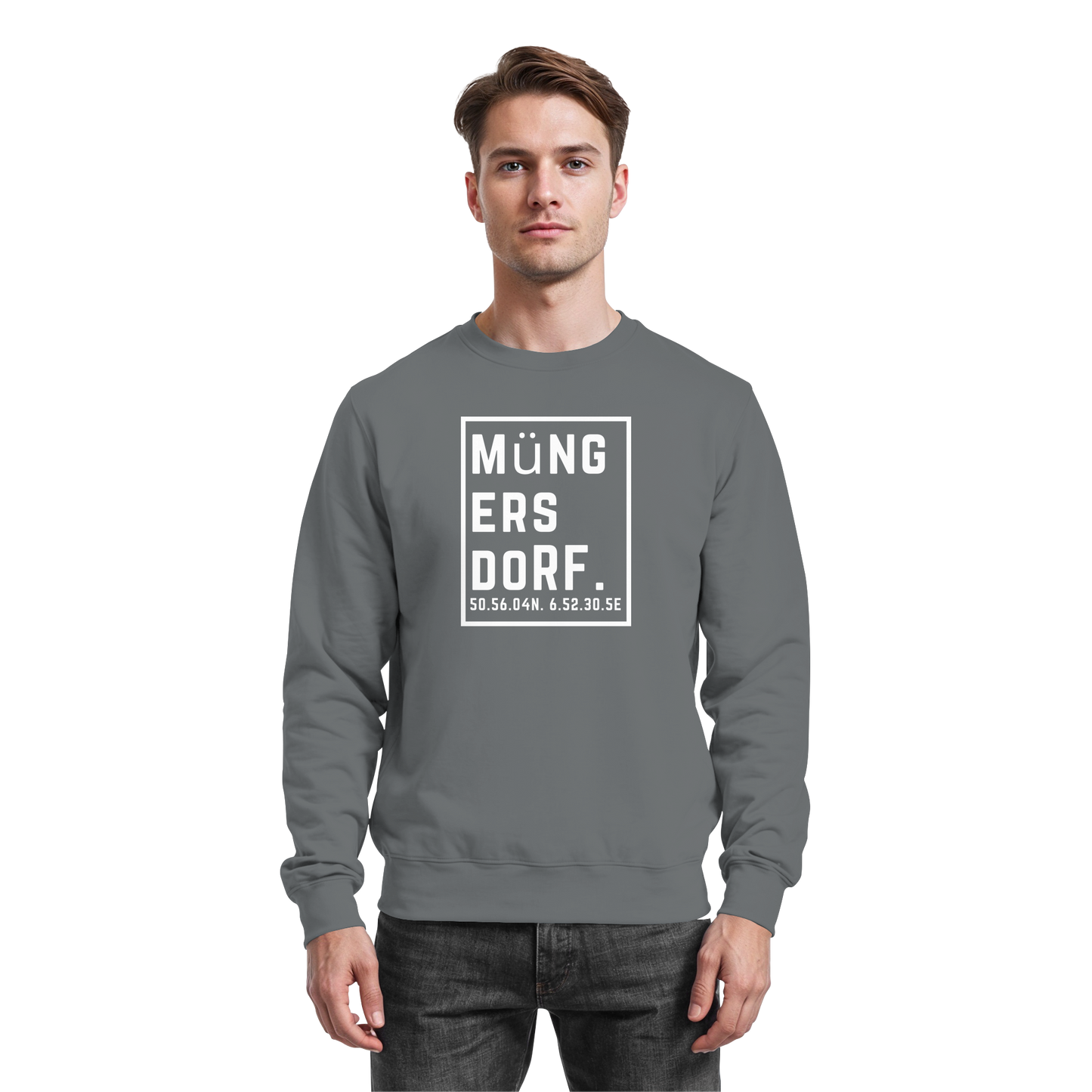 Müngersdorf Koordinaten (großer Druck auf der Brust) - Basic Sweatshirt