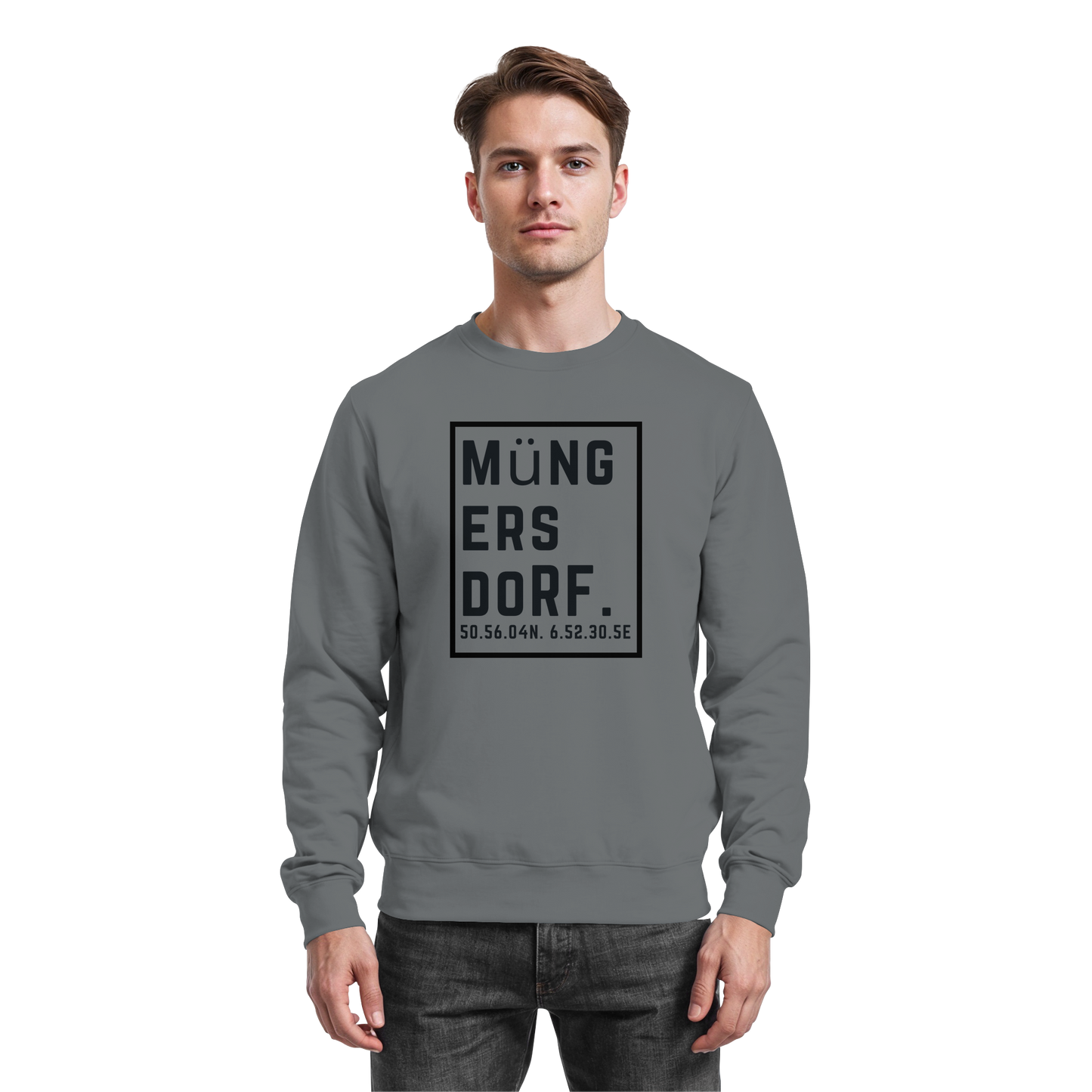 Müngersdorf Koordinaten (großer Druck auf der Brust) - Basic Sweatshirt