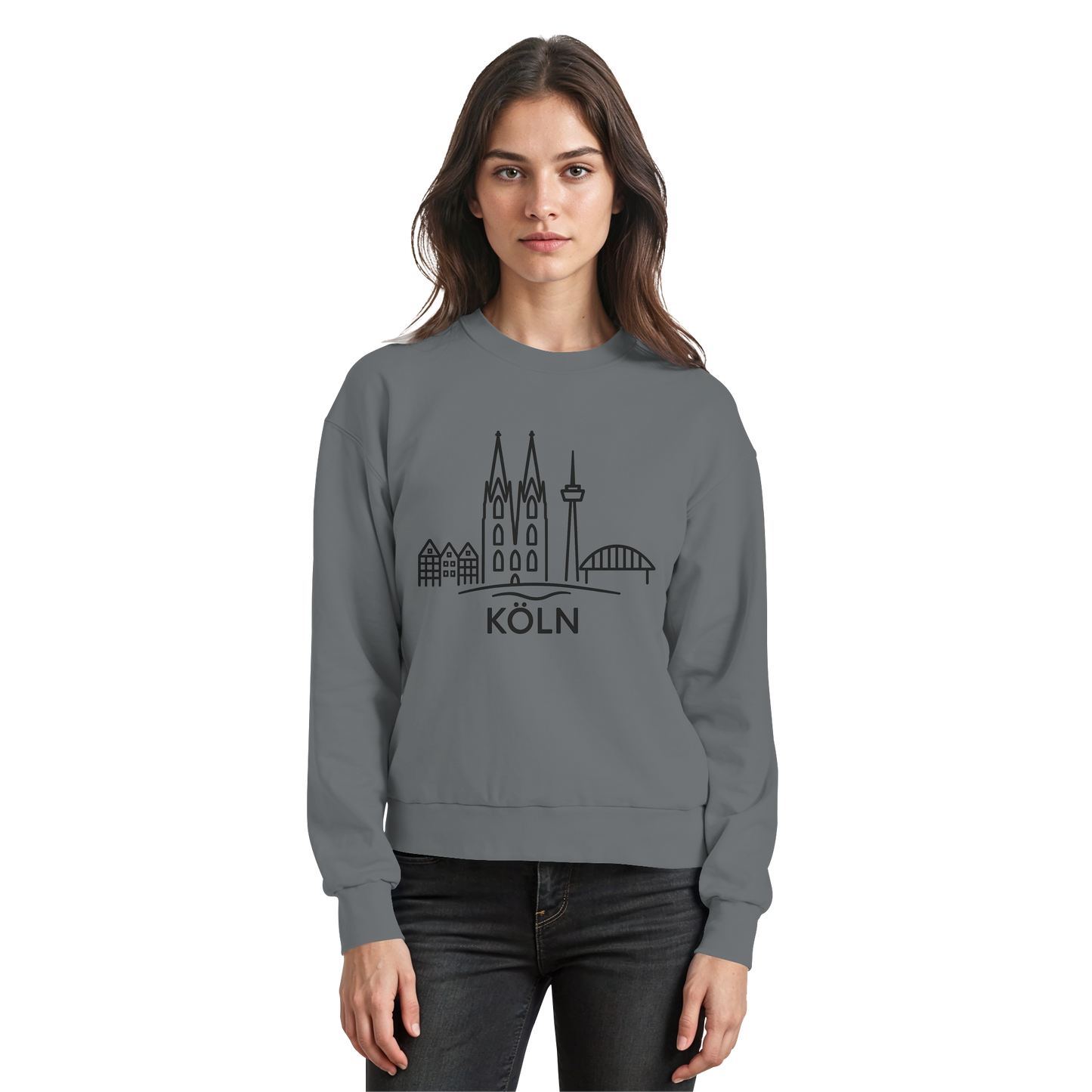 Köln Skyline (großer Druck auf der Brust) - Basic Sweatshirt