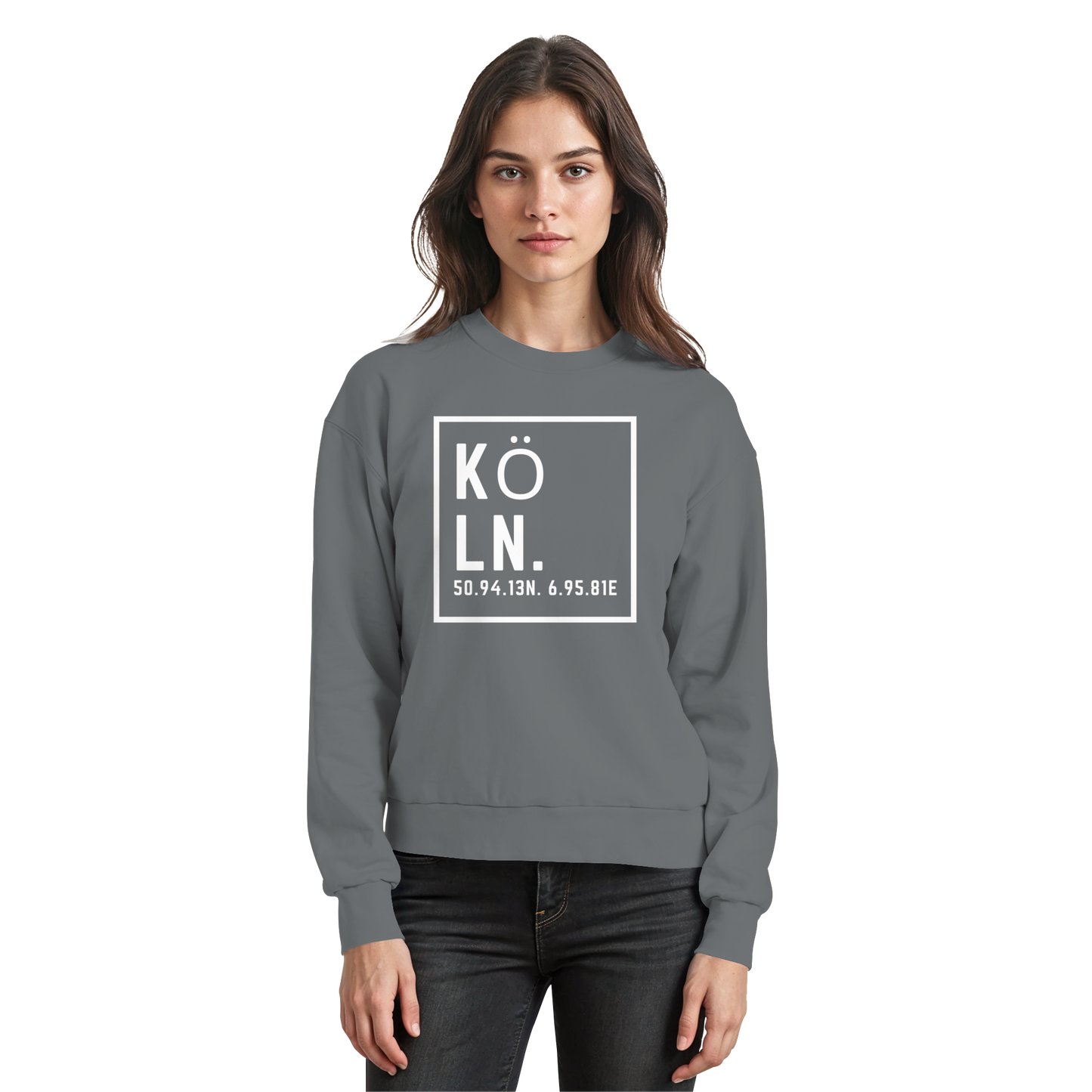 Köln Koordinaten (großer Druck auf der Brust) - Basic Sweatshirt