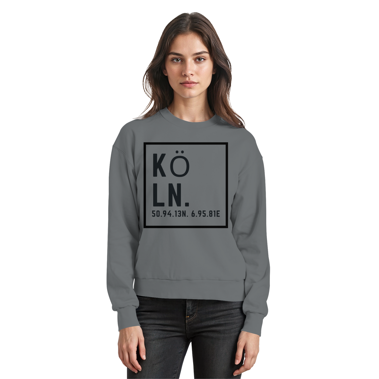 Köln Koordinaten (großer Druck auf der Brust) - Basic Sweatshirt