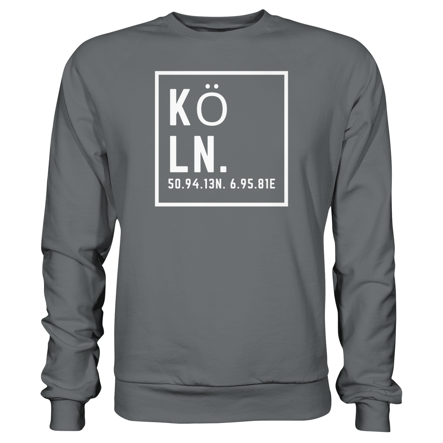 Köln Koordinaten (großer Druck auf der Brust) - Basic Sweatshirt