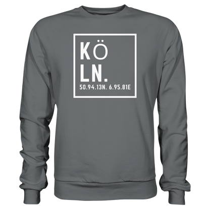 Köln Koordinaten (großer Druck auf der Brust) - Basic Sweatshirt