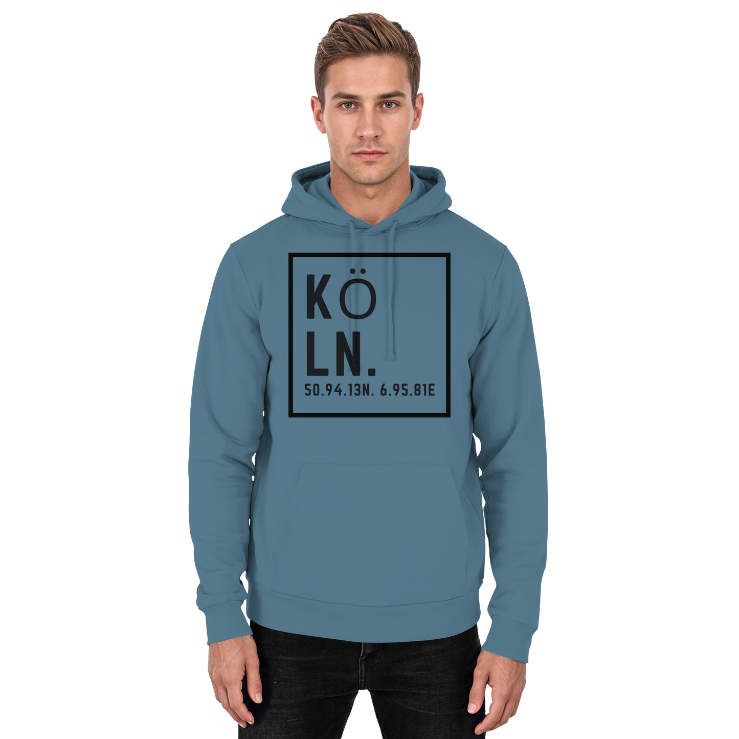 Köln Koordinaten (großer Druck auf der Brust) - Basic Unisex Hoodie
