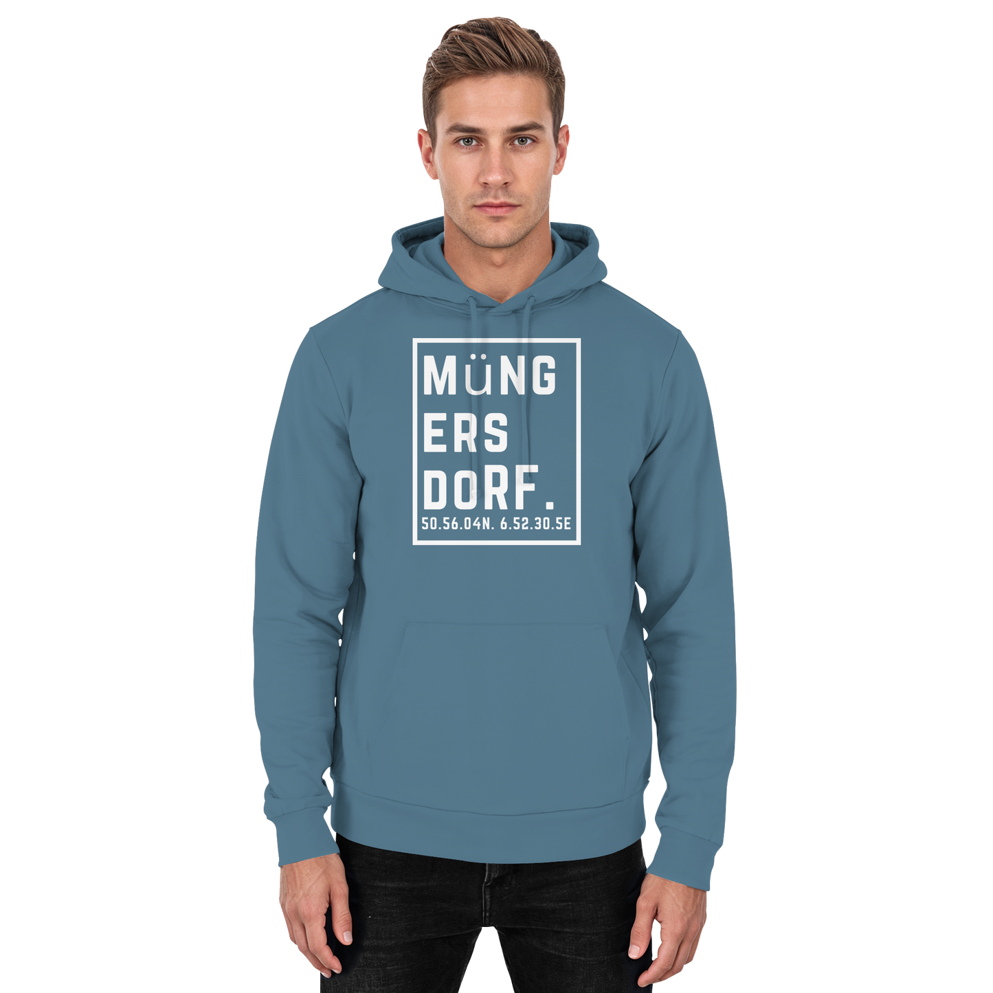 Müngersdorf Koordinaten (großer Druck auf der Brust) - Basic Unisex Hoodie