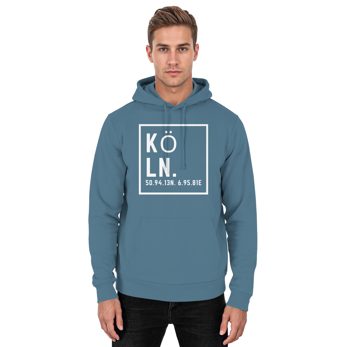 Köln Koordinaten (großer Druck auf der Brust) - Basic Unisex Hoodie