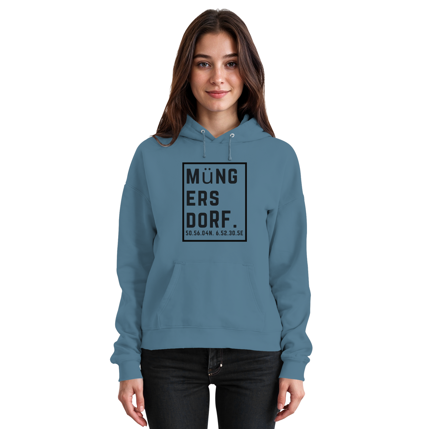 Müngersdorf Koordinaten (großer Druck auf der Brust) - Basic Unisex Hoodie