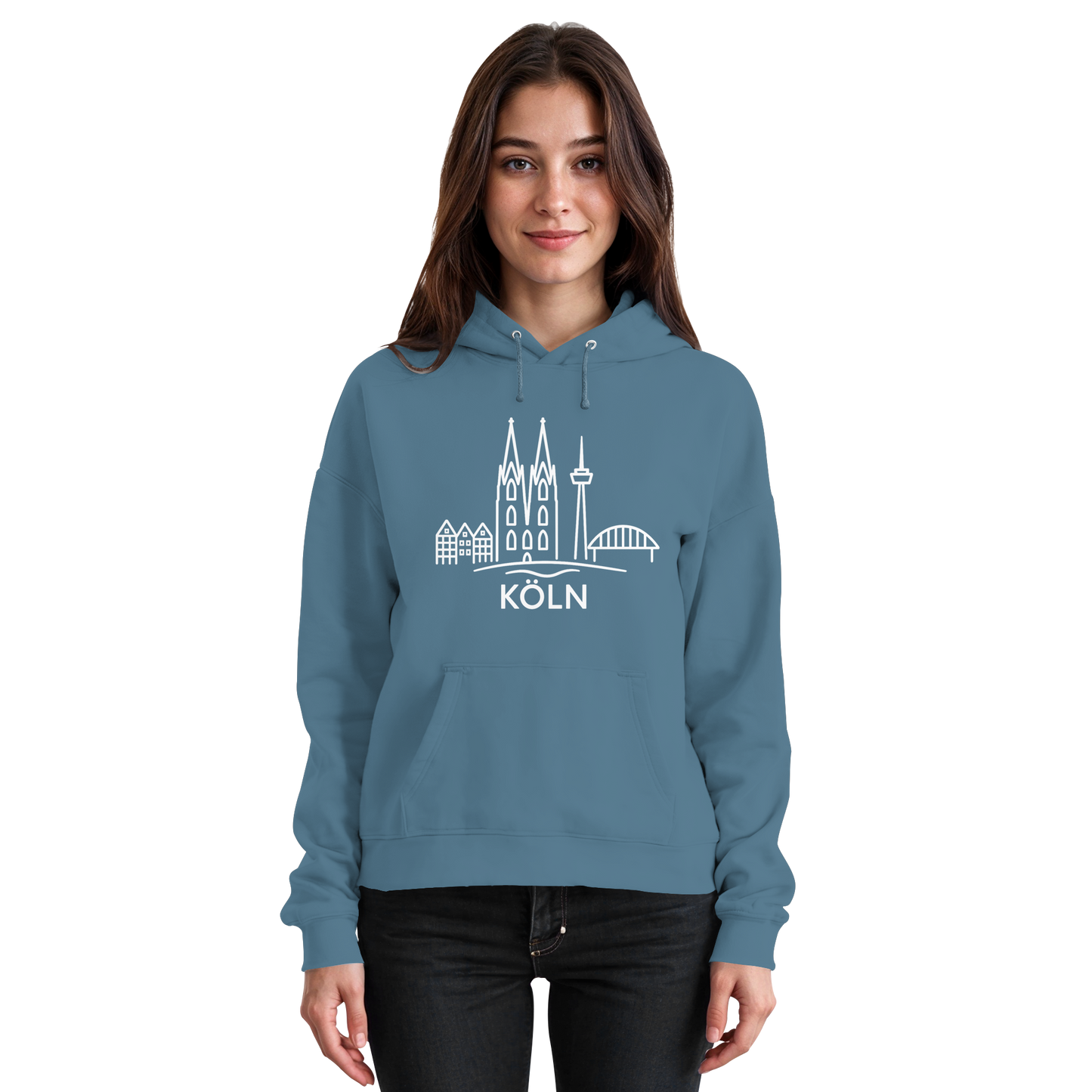 Köln Skyline (großer Druck auf der Brust) - Basic Unisex Hoodie