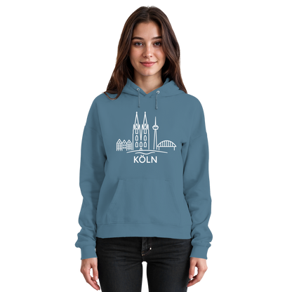 Köln Skyline (großer Druck auf der Brust) - Basic Unisex Hoodie