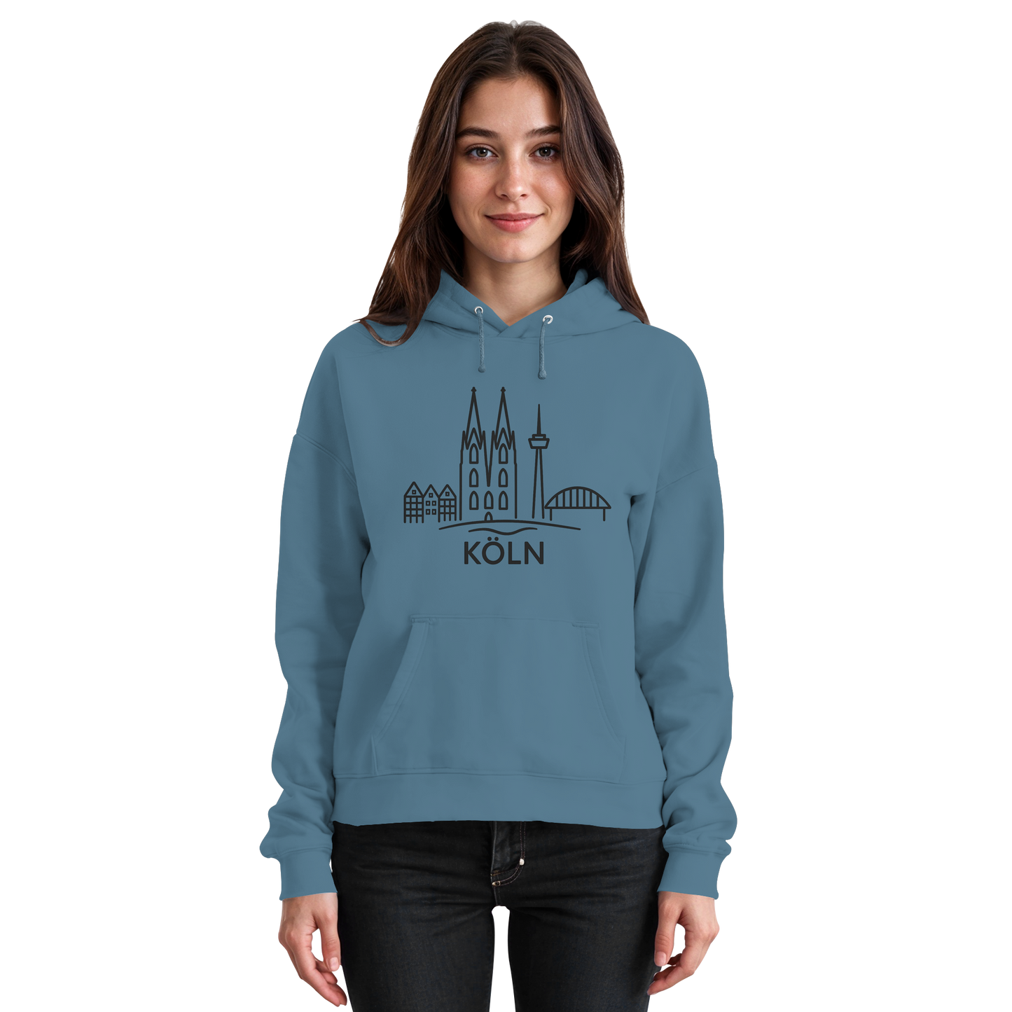 Köln Skyline (großer Druck auf der Brust) - Basic Unisex Hoodie