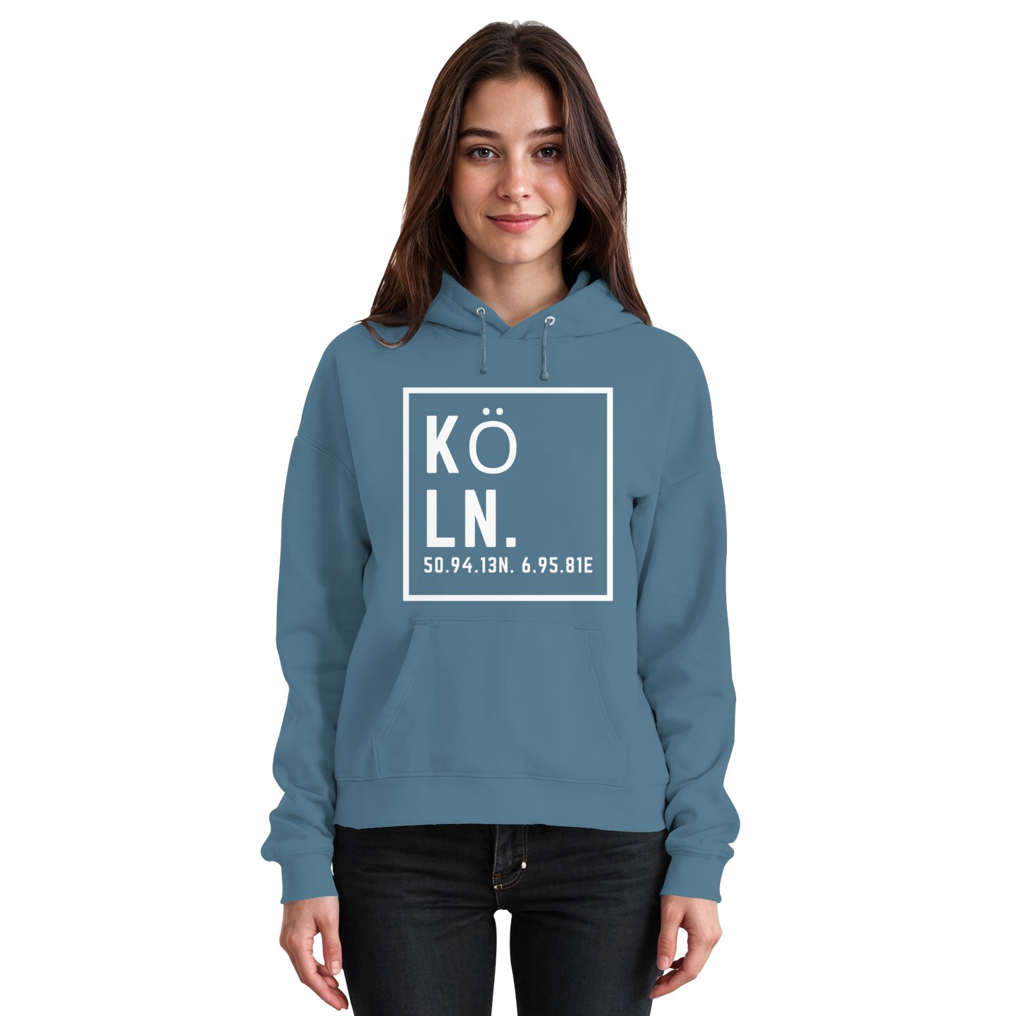 Köln Koordinaten (großer Druck auf der Brust) - Basic Unisex Hoodie