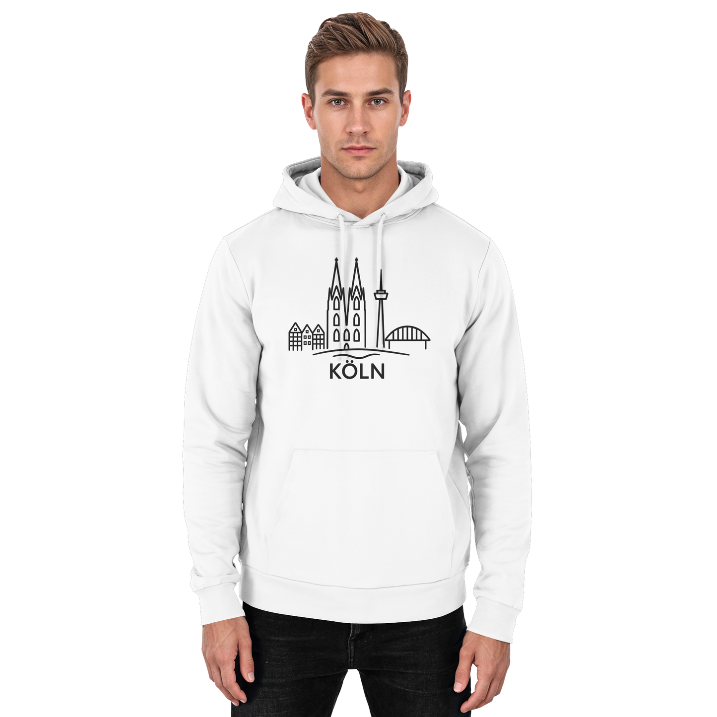 Köln Skyline (großer Druck auf der Brust) - Basic Unisex Hoodie