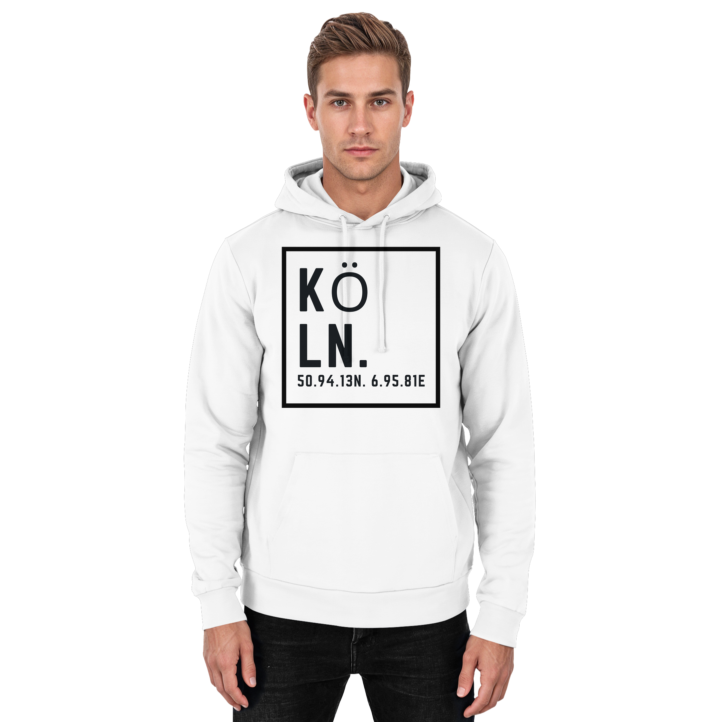 Köln Koordinaten (großer Druck auf der Brust) - Basic Unisex Hoodie