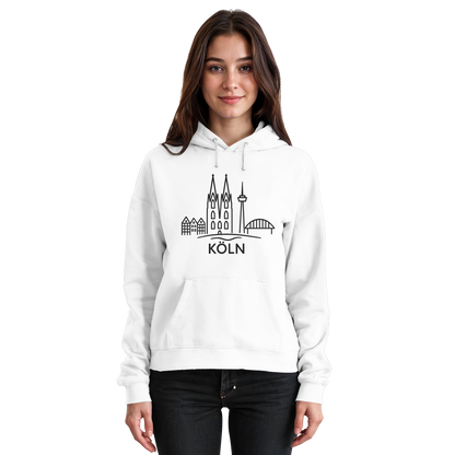 Köln Skyline (großer Druck auf der Brust) - Basic Unisex Hoodie