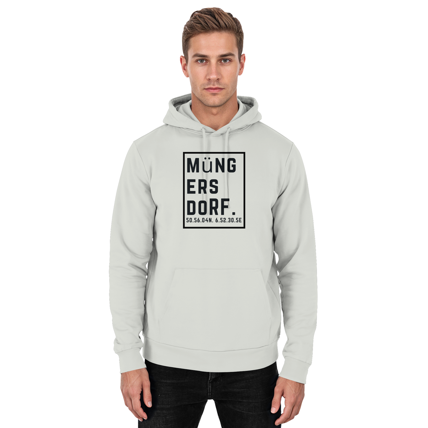 Müngersdorf Koordinaten (großer Druck auf der Brust) - Basic Unisex Hoodie