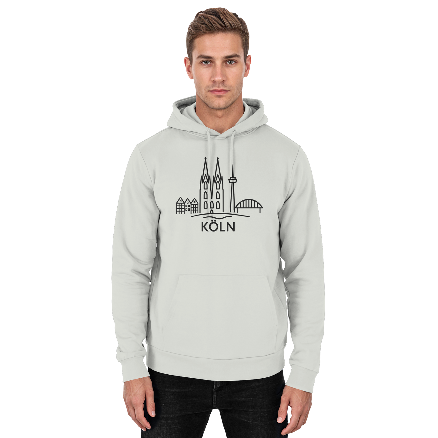 Köln Skyline (großer Druck auf der Brust) - Basic Unisex Hoodie