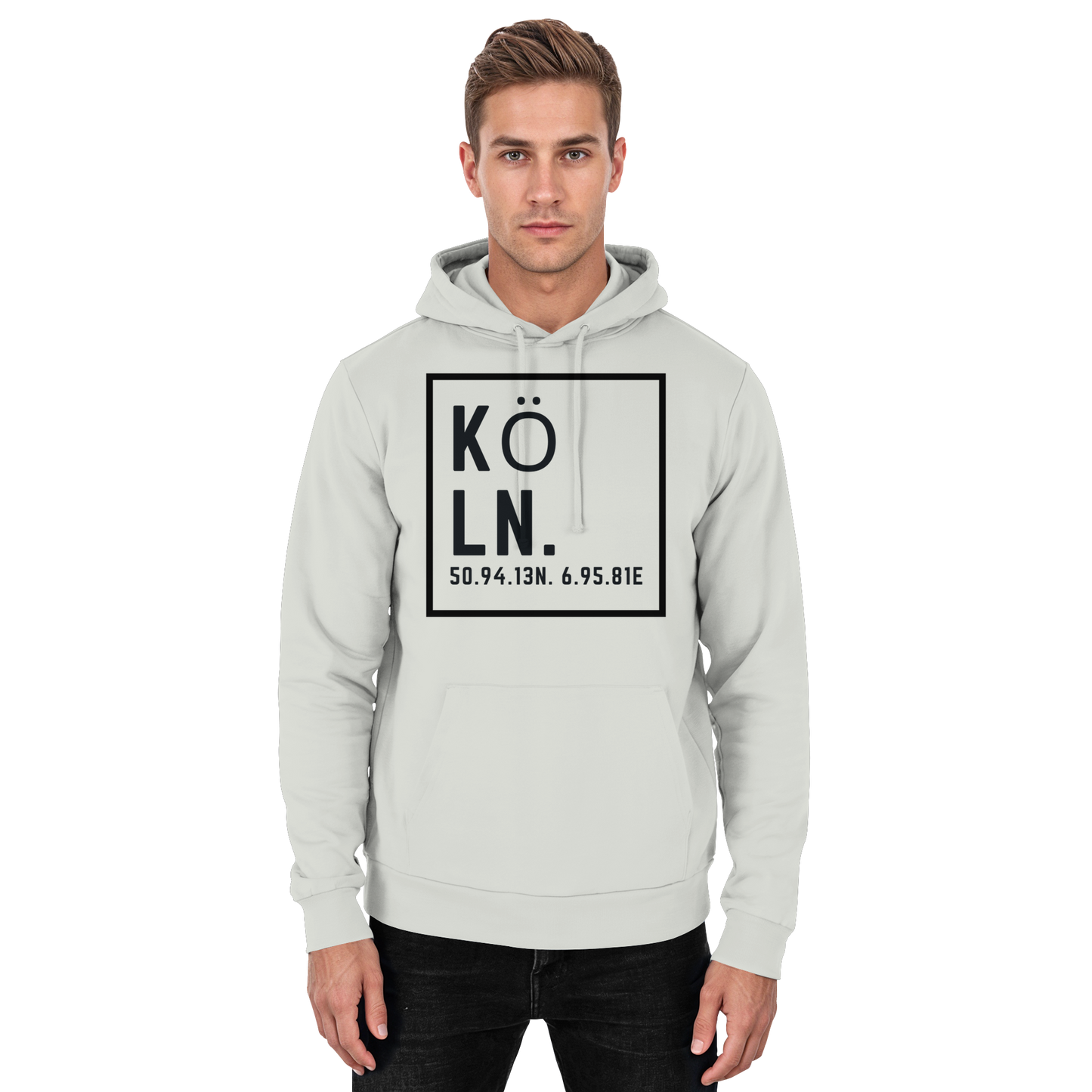 Köln Koordinaten (großer Druck auf der Brust) - Basic Unisex Hoodie