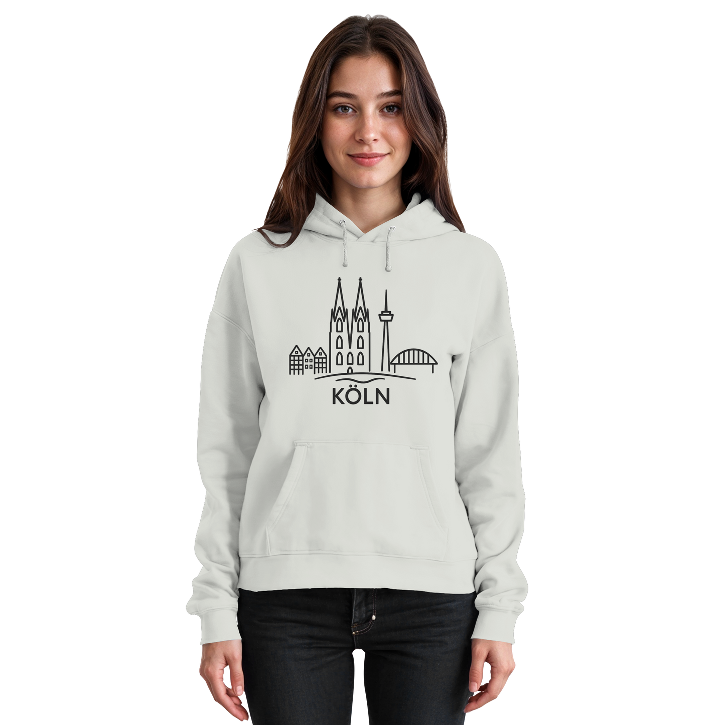 Köln Skyline (großer Druck auf der Brust) - Basic Unisex Hoodie