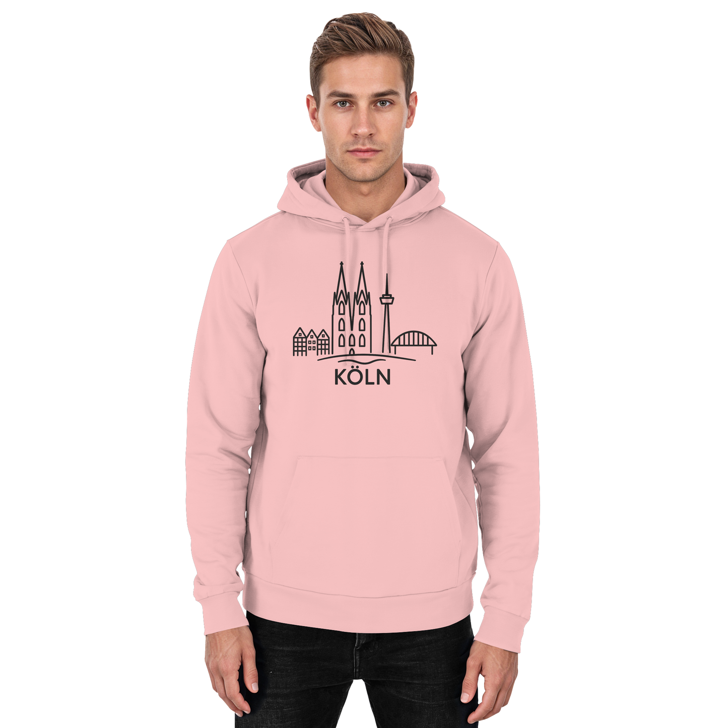 Köln Skyline (großer Druck auf der Brust) - Basic Unisex Hoodie