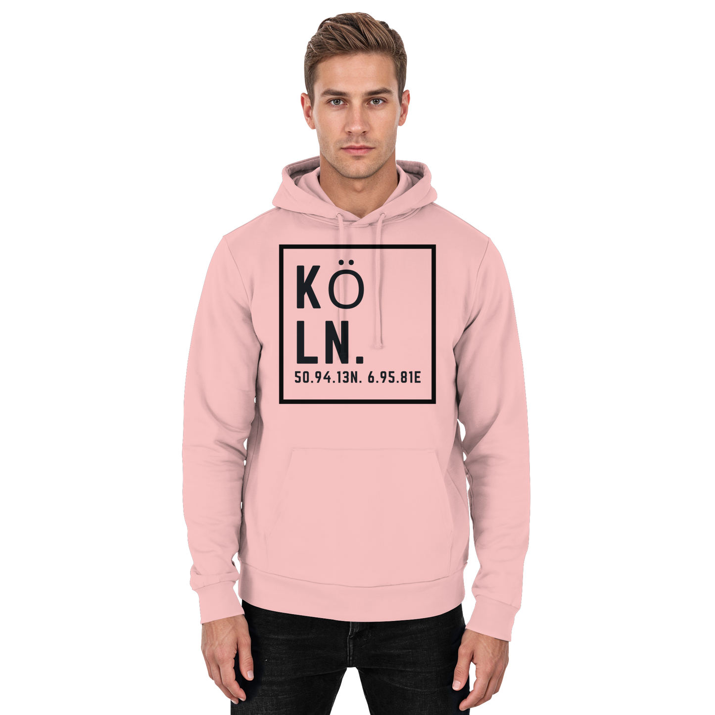 Köln Koordinaten (großer Druck auf der Brust) - Basic Unisex Hoodie