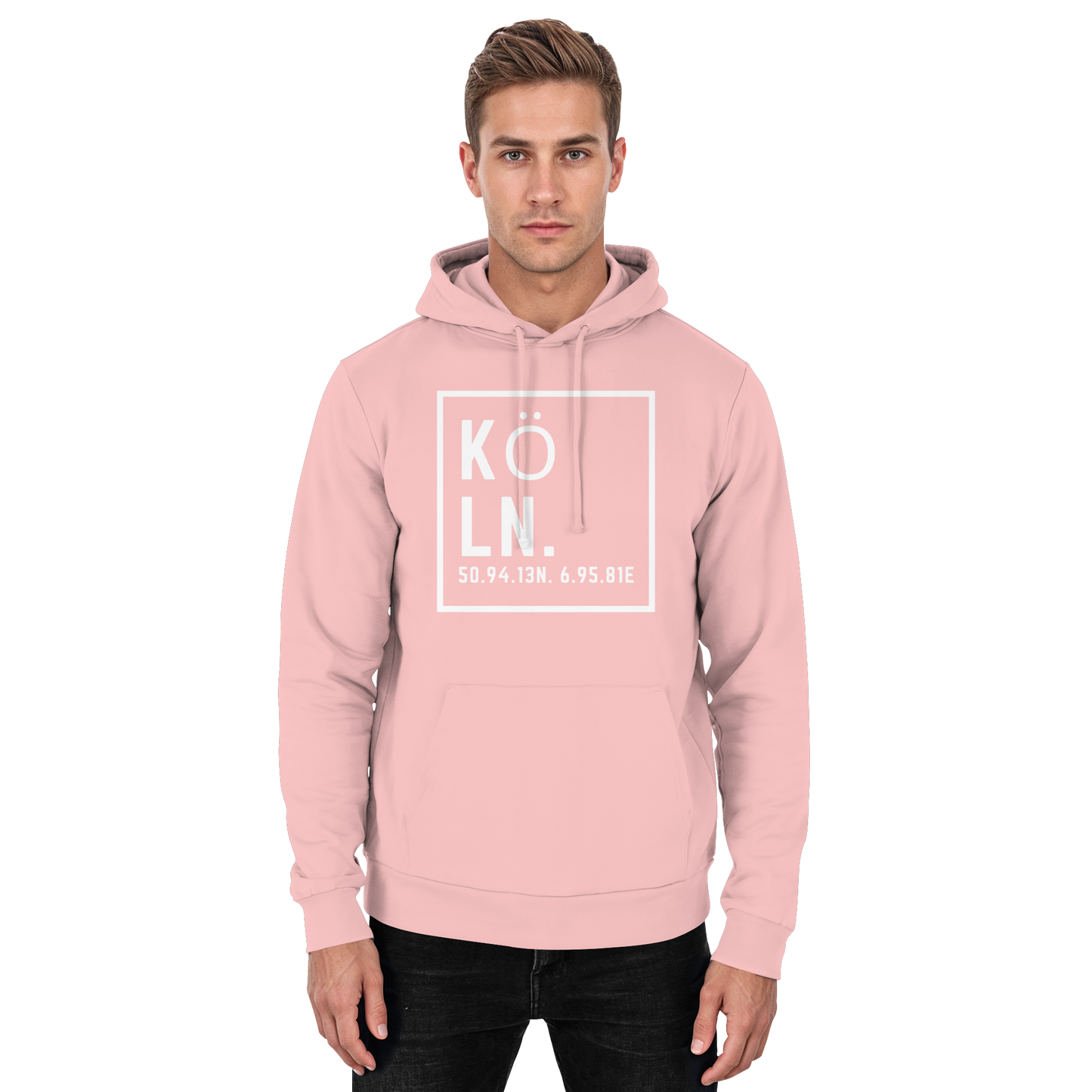 Köln Koordinaten (großer Druck auf der Brust) - Basic Unisex Hoodie