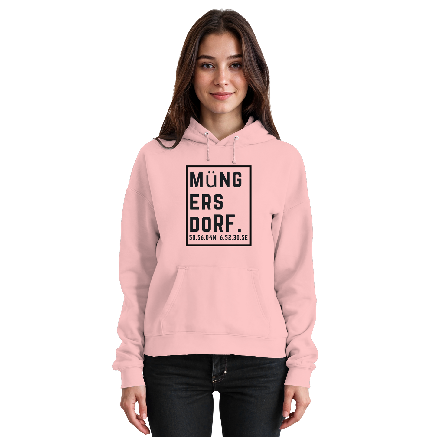 Müngersdorf Koordinaten (großer Druck auf der Brust) - Basic Unisex Hoodie