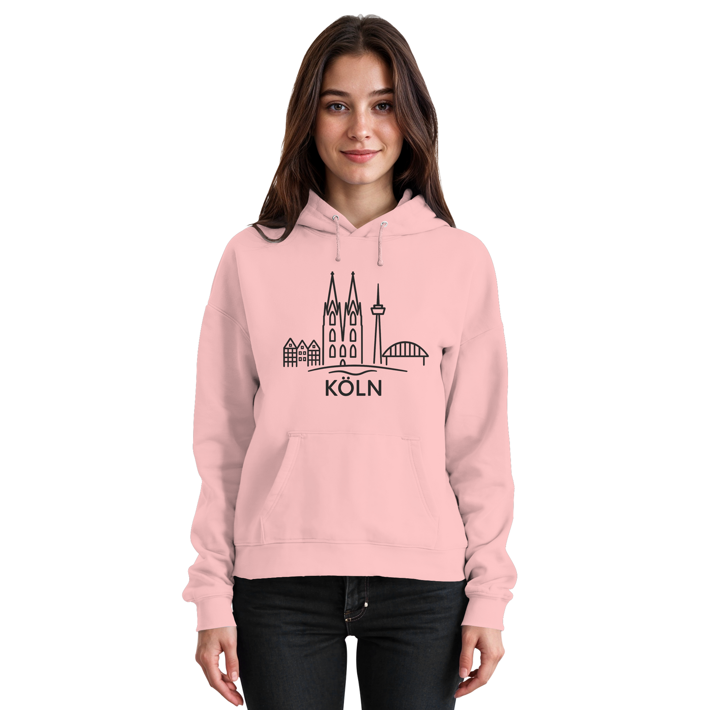 Köln Skyline (großer Druck auf der Brust) - Basic Unisex Hoodie