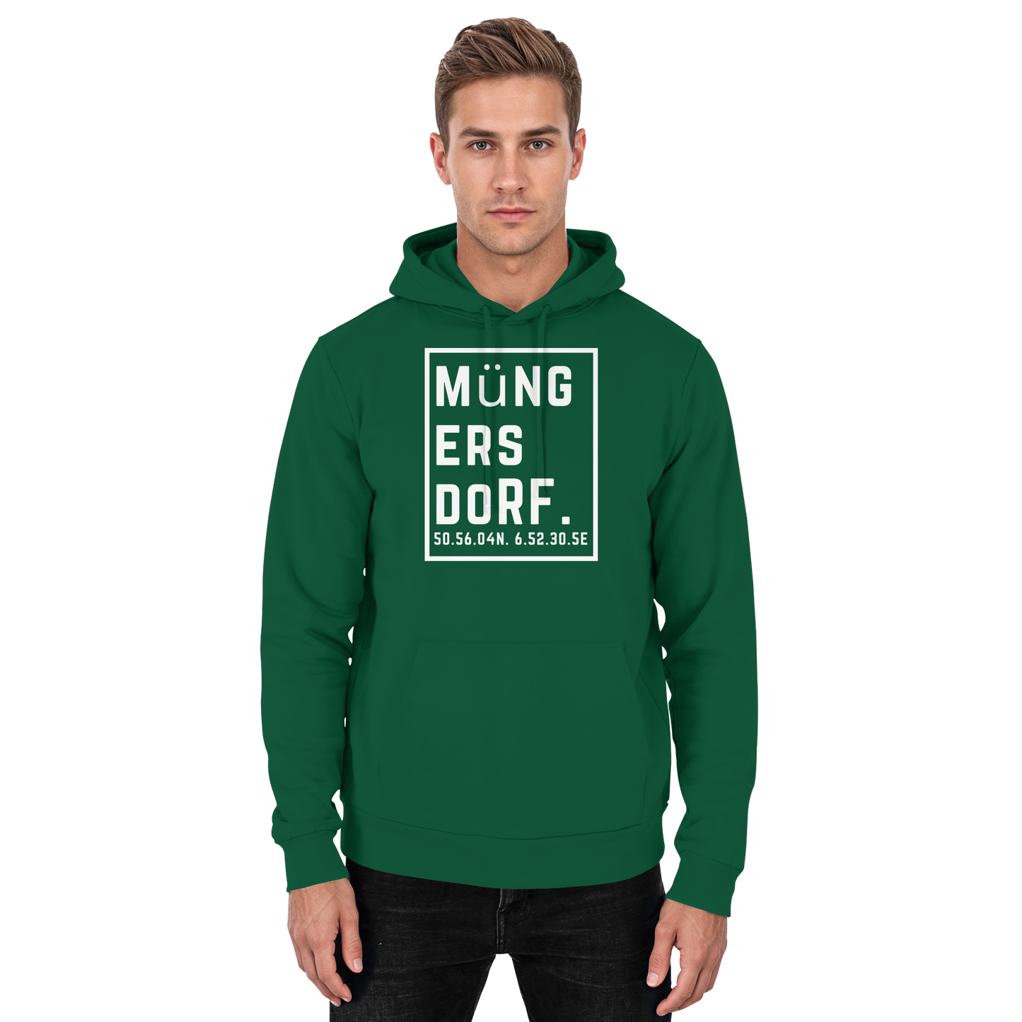 Müngersdorf Koordinaten (großer Druck auf der Brust) - Basic Unisex Hoodie