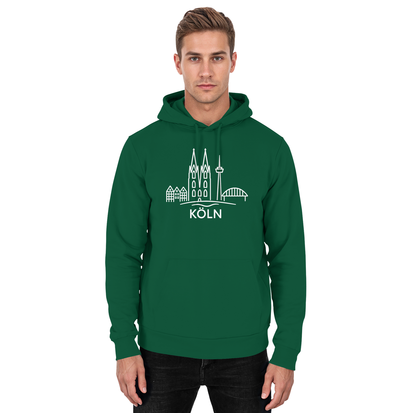 Köln Skyline (großer Druck auf der Brust) - Basic Unisex Hoodie