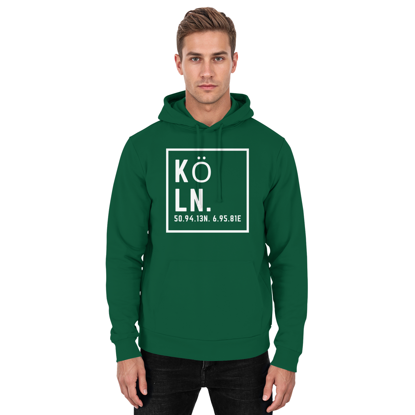 Köln Koordinaten (großer Druck auf der Brust) - Basic Unisex Hoodie
