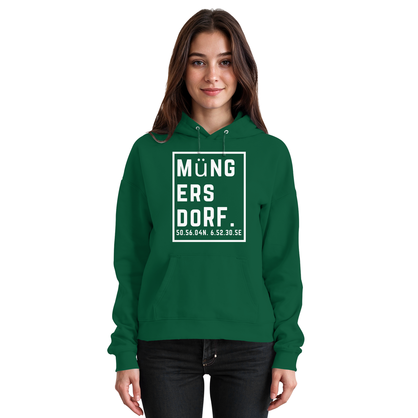 Müngersdorf Koordinaten (großer Druck auf der Brust) - Basic Unisex Hoodie