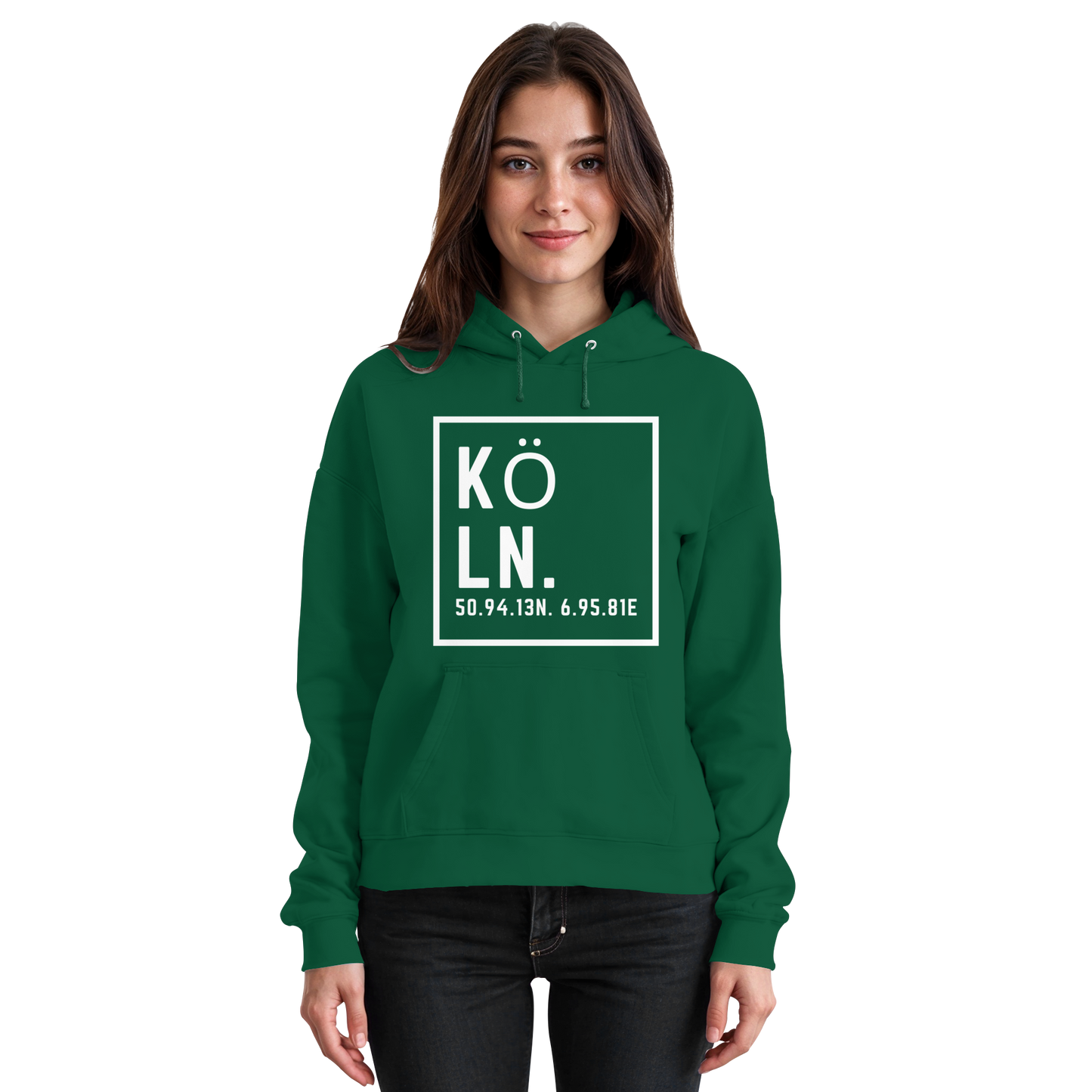 Köln Koordinaten (großer Druck auf der Brust) - Basic Unisex Hoodie