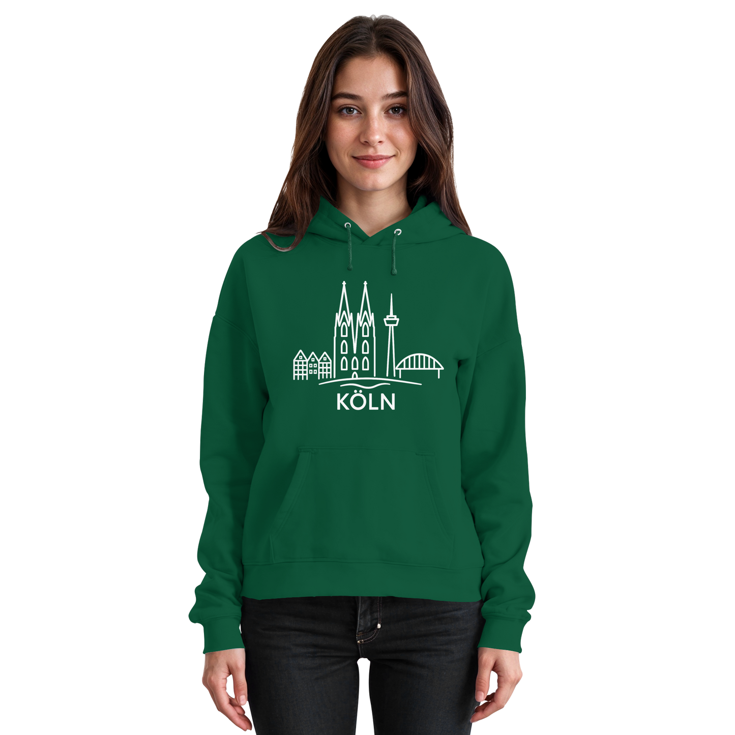 Köln Skyline (großer Druck auf der Brust) - Basic Unisex Hoodie