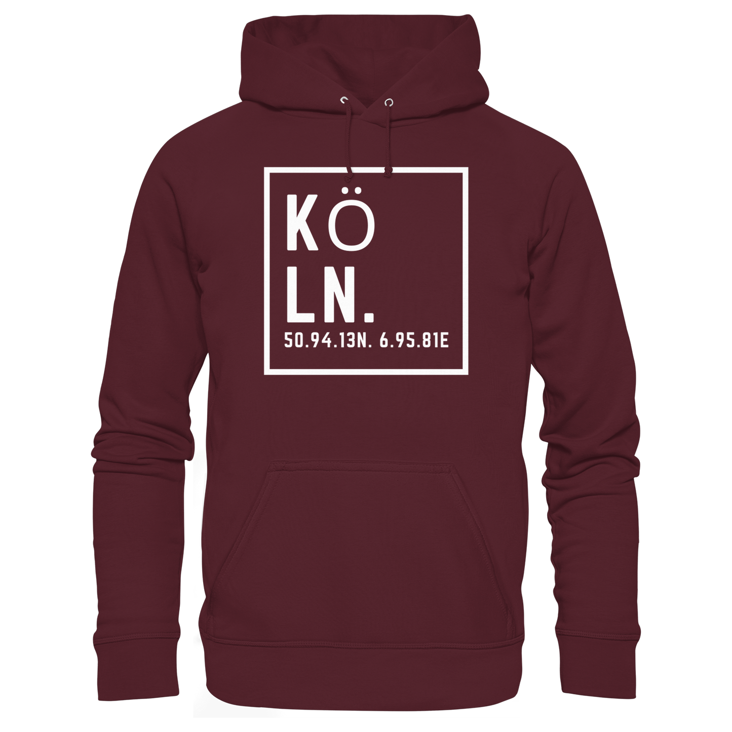 Köln Koordinaten (großer Druck auf der Brust) - Basic Unisex Hoodie