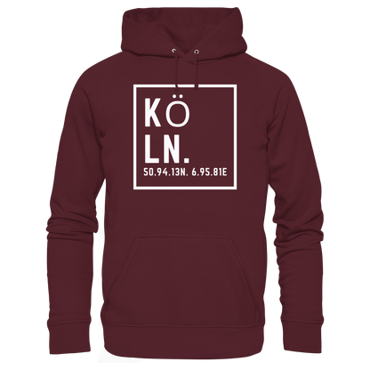 Köln Koordinaten (großer Druck auf der Brust) - Basic Unisex Hoodie