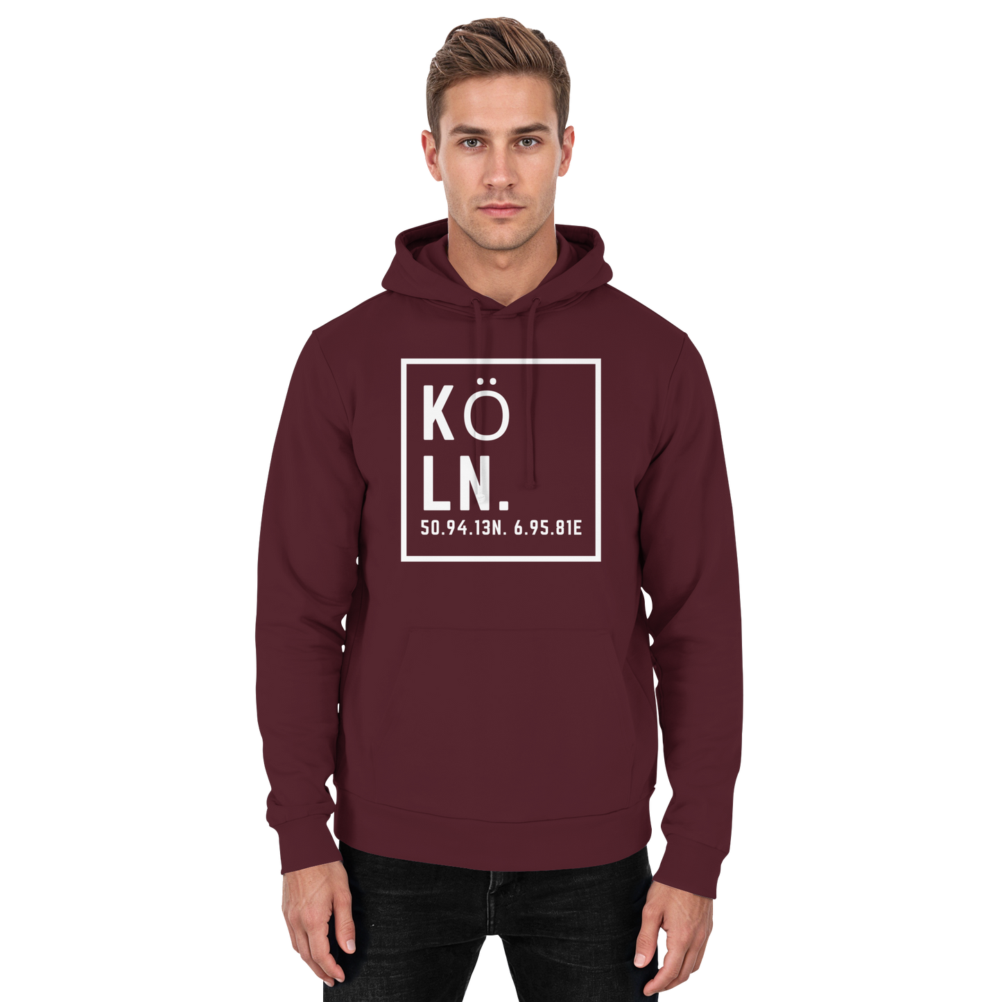 Köln Koordinaten (großer Druck auf der Brust) - Basic Unisex Hoodie